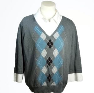 Como Woman Gray White Sweater With Collar Sz 1X